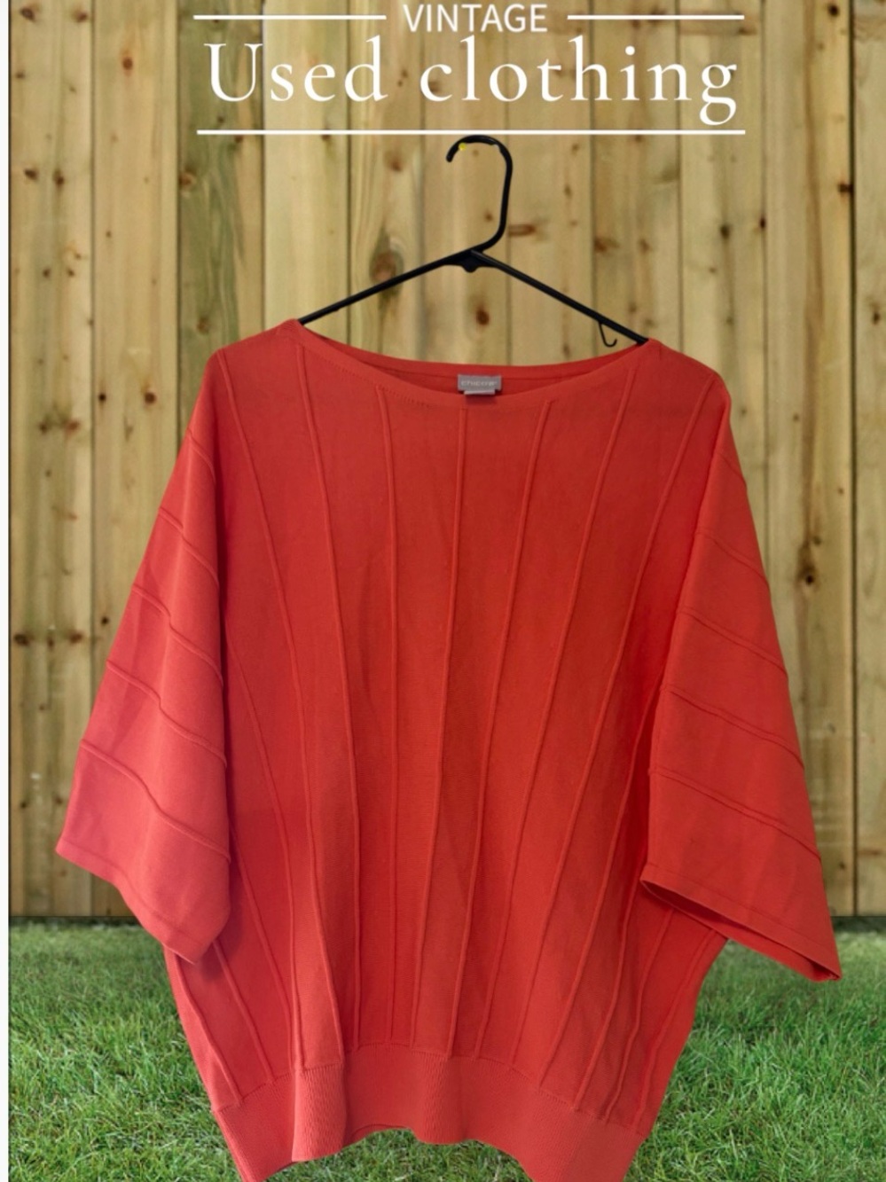 Chico's Coral Boxy Ribbed Short-Sleeve Knit Top